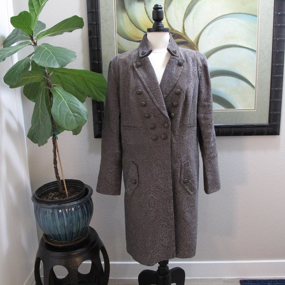 SOFT SURROUNDINGS - Velvet Damask Military Trench Coat - Picture 1 of 15